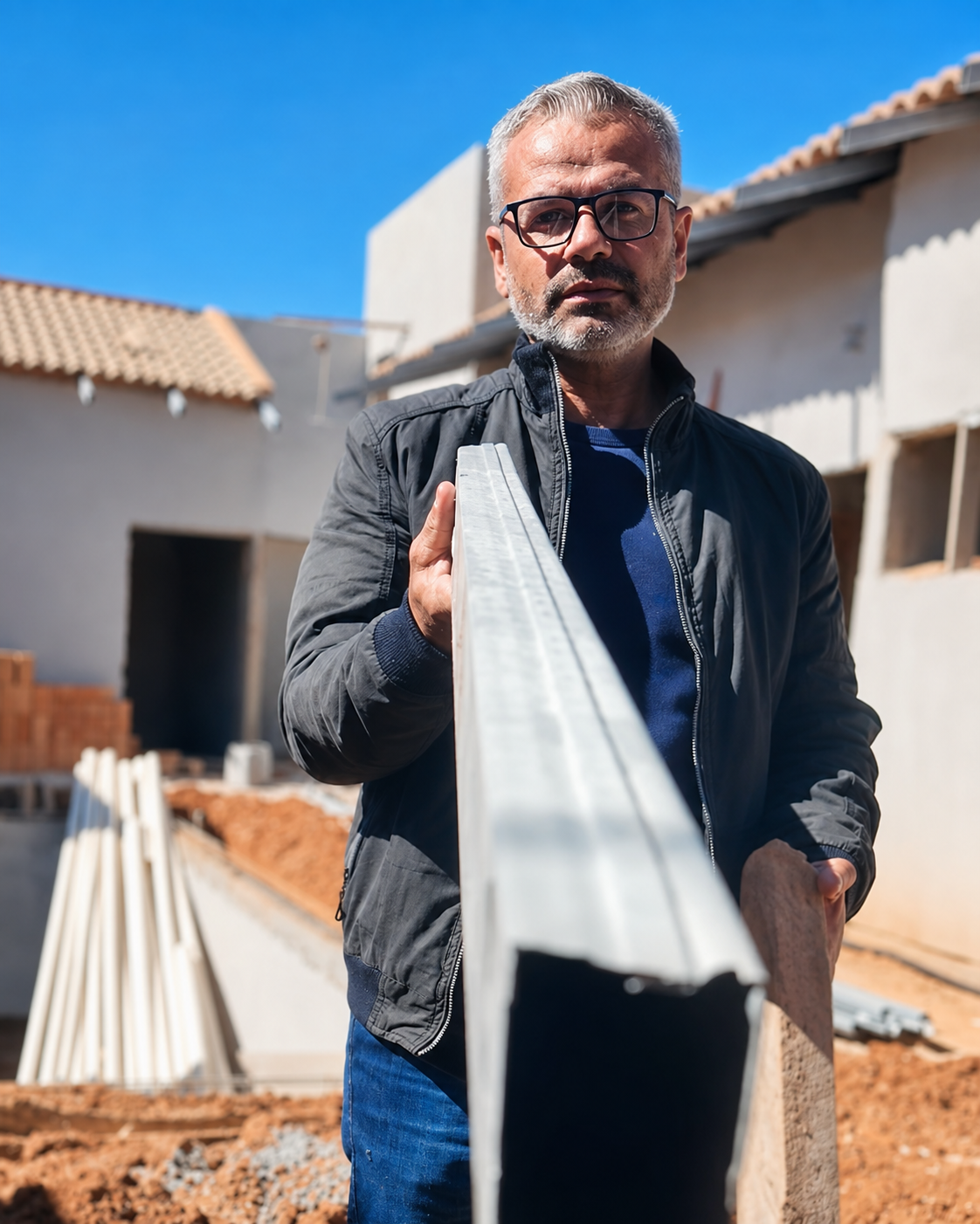 Paulo H. Farias no canteiro de obras